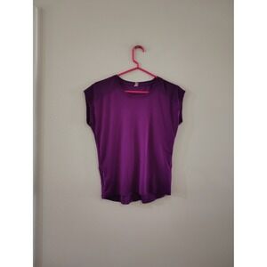 C9 Champion Womens Purple Mesh Back Reflective Activewear Top XS Workout Shirt
